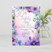 Invitation Boho Morning Glories Floral 30th Birthday Party (Debout devant)