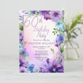 Invitation Boho Morning Glories Floral 60th Birthday Party (Debout devant)