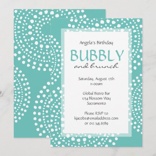 Invitation Boho Mosaic Tribal Anniversaire Aqua (Devant / Derrière)