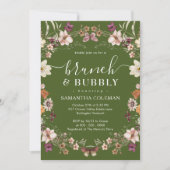 Invitation Boho Moss Green Brunch et Fête des mariées Bubbly (Devant)