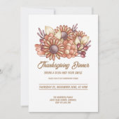 Invitation Boho motif floral Thanksgiving Dîner (Devant)