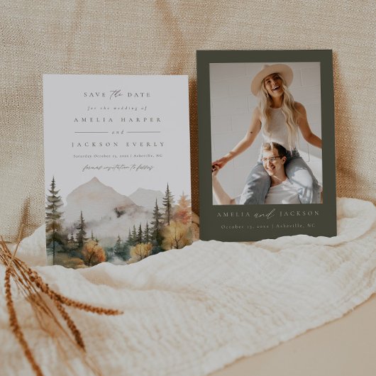 Invitation Boho Mountain Wedding Enregistrer La Date
