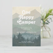 Invitation Boho Mountains One Happy Camper Boys 1er anniversa (Debout devant)