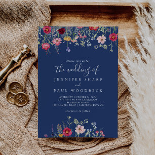 Invitation Boho Multicolor Fleur sauvage Le Mariage De