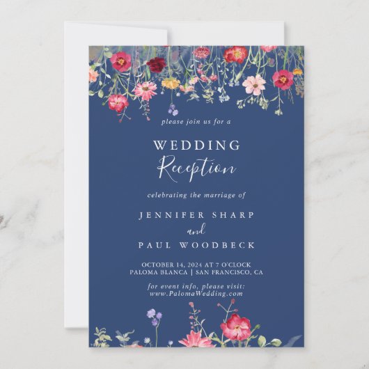 Invitation Boho Multicolor Fleur sauvage Mariage Réception (Devant)