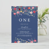 Invitation Boho Multicolor Fleur sauvage Première fête d'anni (Debout devant)