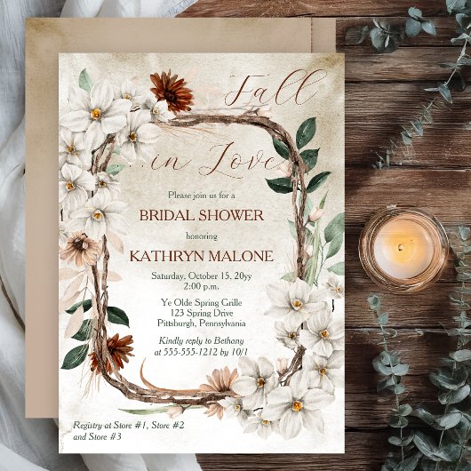 Invitation Boho Muted Fall Floral Fall in Love Fête des marié