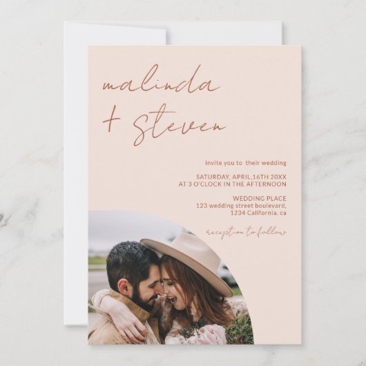 Invitation Boho Names script arche 4 photo tout en un mariage (Devant)