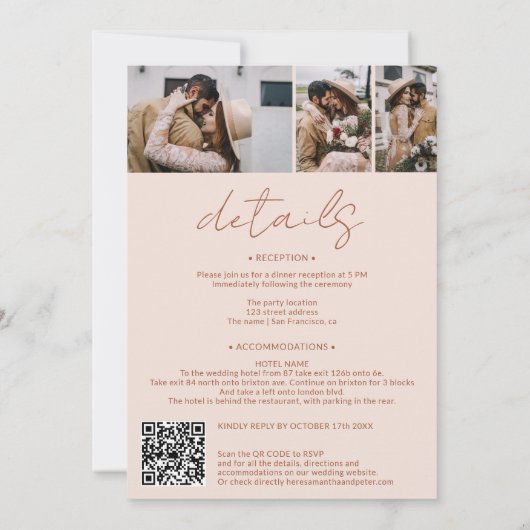 Invitation Boho Names script arche 4 photo tout en un mariage (Dos)