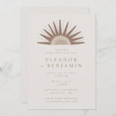 Invitation Boho Nature moderne Forme de soleil Taupe Mariage  (Devant / Derrière)