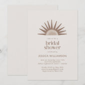 Invitation Boho Nature moderne Sun Motif Taupe Fête des marié (Devant / Derrière)