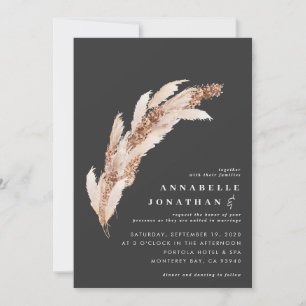 Invitation Boho naturel noir pampas herbe élégant mariage