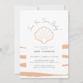 Invitation Boho Nautical Stripes Clamshell Baby Girl Shower (Devant)