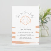 Invitation Boho Nautical Stripes Clamshell Baby Girl Shower (Debout devant)