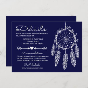 Invitation Boho Navy Blue Details Dreamcatcher Tribal Mariage