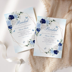 Invitation Boho Navy Blue Watercolor Fête des mariées florale