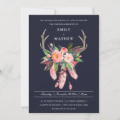 INVITATION BOHO NAVY BLUSH ANTLER DREAM CATCHER FLORE MARIAGE (Devant)