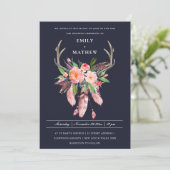 INVITATION BOHO NAVY BLUSH ANTLER DREAM CATCHER FLORE MARIAGE (Debout devant)