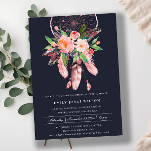 INVITATION BOHO NAVY BLUSH DREAM CATCHER FÊTE DES MARIÉES FLO