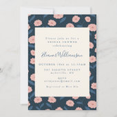 Invitation Boho Navy et Fête des mariées de fleurs roses (Devant)