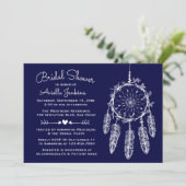 Invitation Boho Navy Fête des mariées bleue Dream Catcher Tri (Debout devant)