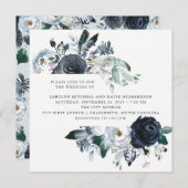 Invitation Boho Navy Peony Floral Mariage (Devant / Derrière)