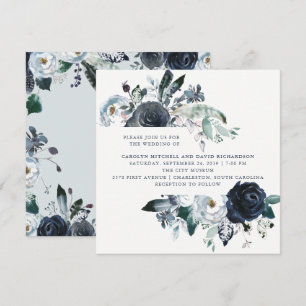 Invitation Boho Navy Peony Floral Mariage