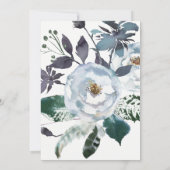 Invitation Boho Navy Peony Floral Wreath Fête des mariées (Dos)