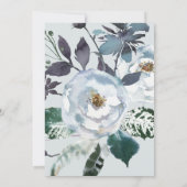 Invitation Boho Navy Peony Floral Wreath sur Grey | Mariage (Dos)