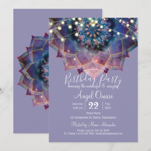 Invitation Boho Nebula Bloom | Conception Mandala (Devant / Derrière)
