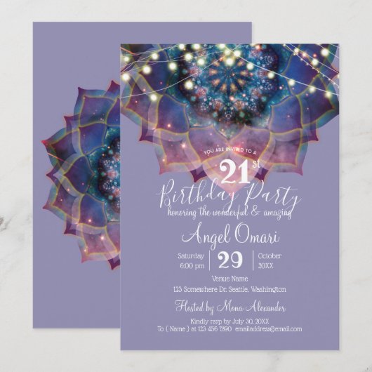 Invitation Boho Nebula Bloom | Conception Mandala (Devant / Derrière)