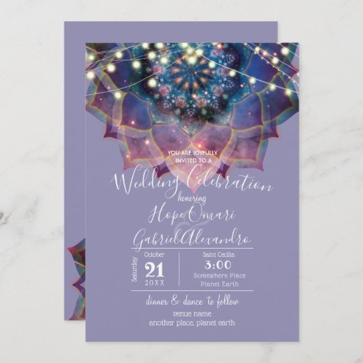 Invitation Boho Nebula Mandala (Devant / Derrière)