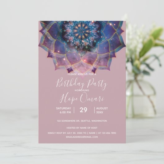 Invitation Boho Nebula Mandala (Debout devant)