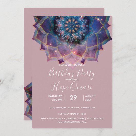 Invitation Boho Nebula Mandala (Devant / Derrière)