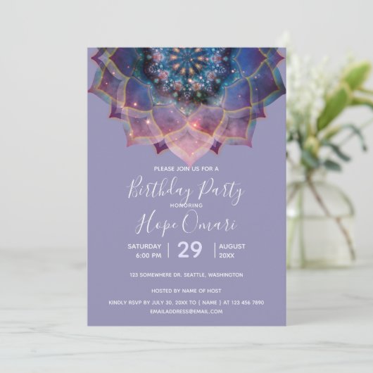 Invitation Boho Nebula Mandala (Debout devant)