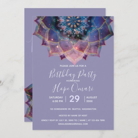 Invitation Boho Nebula Mandala (Devant / Derrière)