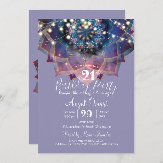 Invitation Boho Nebula Mandala (Devant / Derrière)