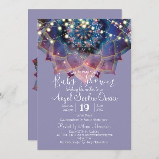 Invitation Boho Nebula Mandala (Devant / Derrière)