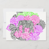 Invitation Boho neon rose floral mandala éléphant Sweet 16 (Dos)