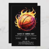 Invitation Boho Net Joyeux Basketball Anniversaire (Devant / Derrière)