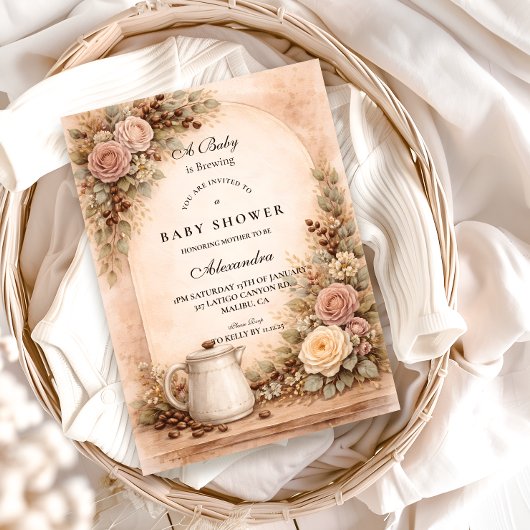 Invitation Boho Neutral A Baby Is Brewing Shower