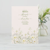 Invitation Boho Neutral Blanc Aquarelle Fleur sauvage (Debout devant)
