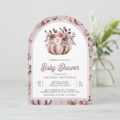 Invitation Boho Neutral Citrouille Floral Arch Baby shower (Debout devant)