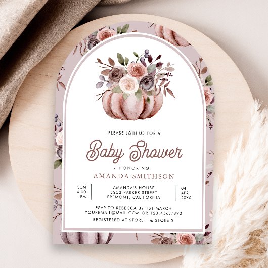 Invitation Boho Neutral Citrouille Floral Arch Baby shower