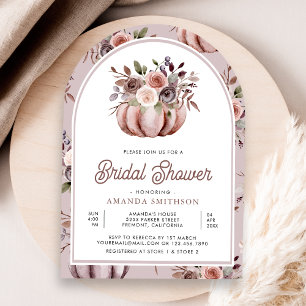 Invitation Boho Neutral Citrouille Floral Arch Fête des marié
