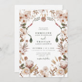 Invitation Boho Neutral Fleur sauvage Mariage (Devant / Derrière)