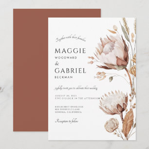 Invitation Boho Neutral Floral Mariage