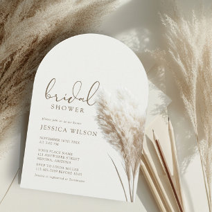 Invitation Boho Neutral Fluff Pampas Grass Arch Fête des mari