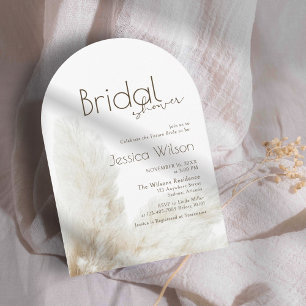 Invitation Boho Neutral Fluff Pampas Grass Arch Fête des mari