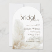 Invitation Boho Neutral Fluff Pampas Grass Arch Fête des mari (Devant)
